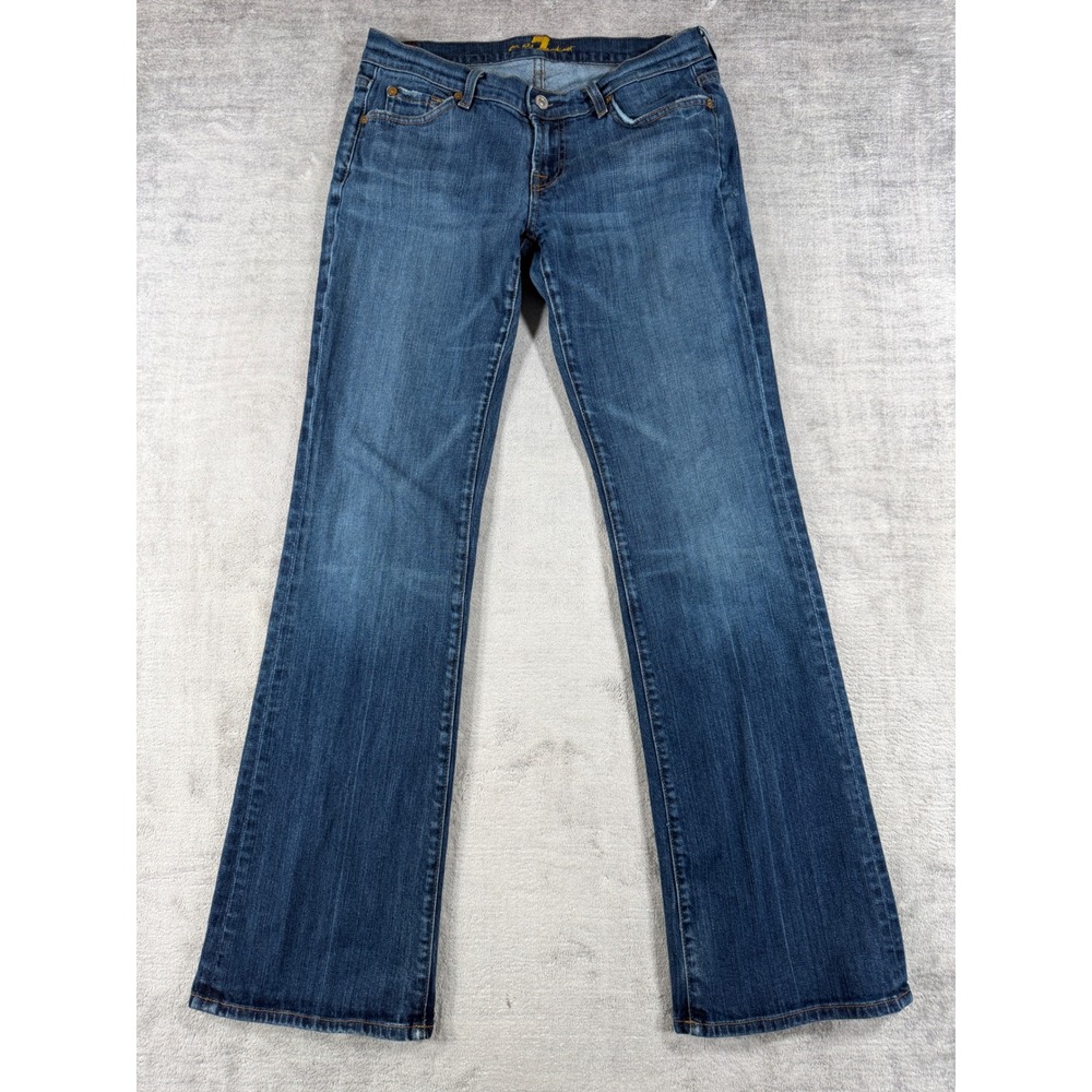 7 For All Mankind Jeans Women 29 Blue Denim Low Rise Bootcut Embroidered Y2K